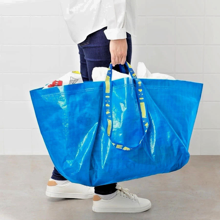 Large Size IKEA Shopping Bag Blue Sturdy Laundry Grocery Durable- Frakta 19Gal