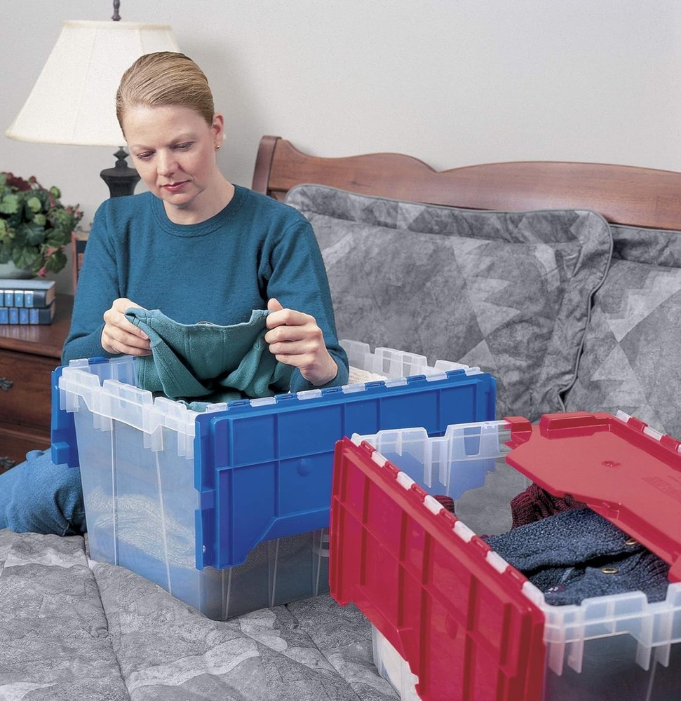 KeepBox 12 Gallon Storage Container Nesting & Stackable Plastic Storage Box W/