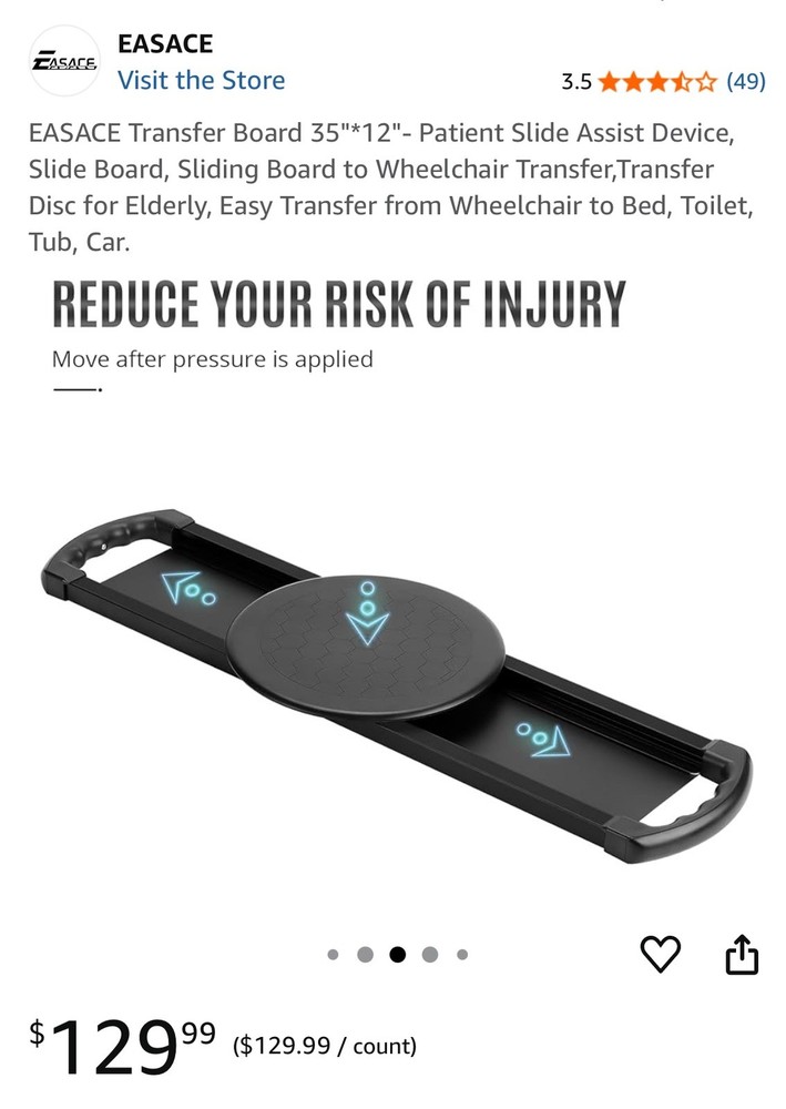 EASACE Transfer Board Patient Slide Assist Device Disabled Elderly