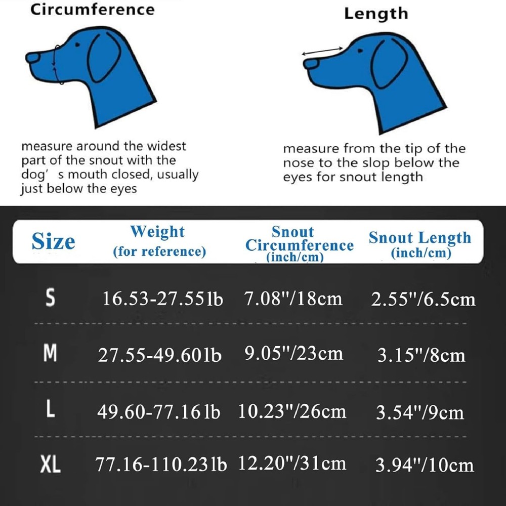 Dog Muzzle for Small, Medium, Large and Extra Large Dogs, Allows Panting and ...