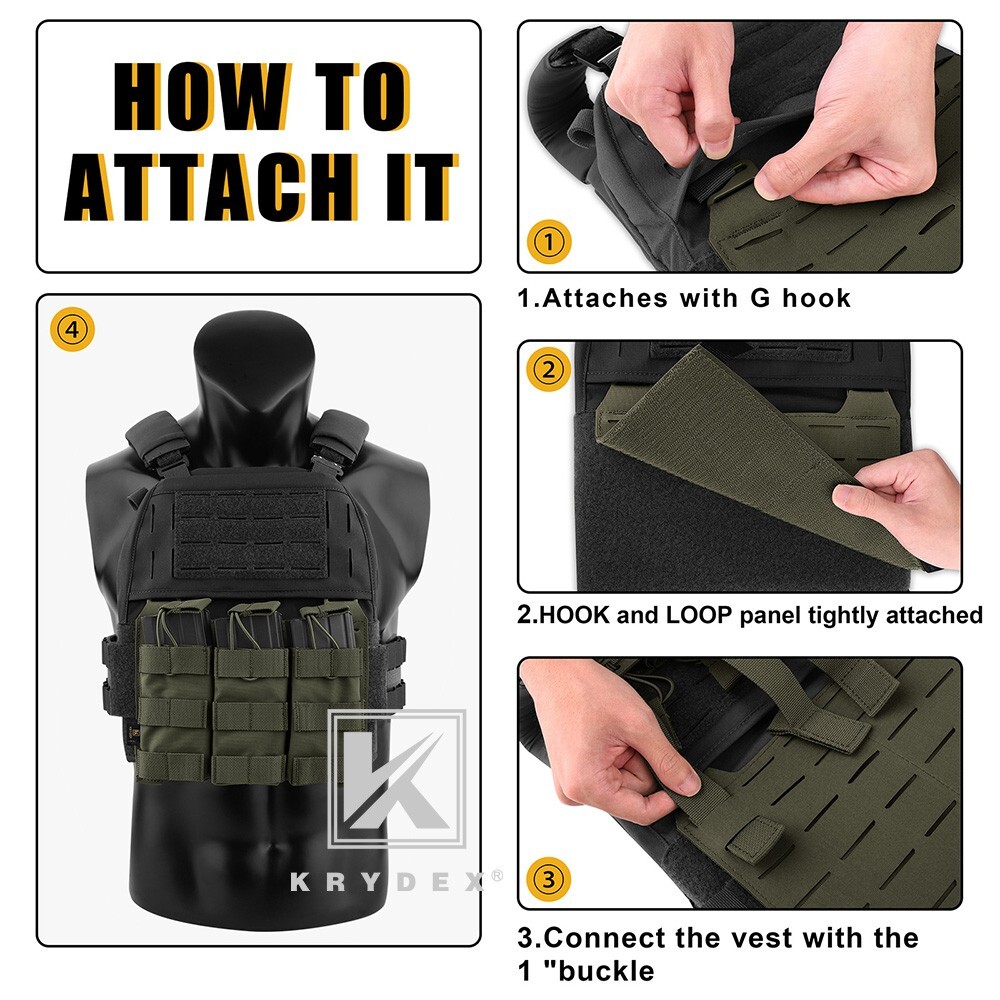 KRYDEX Tactical MOLLE Panel Front Flap Placard Removable Swift Buckle Green