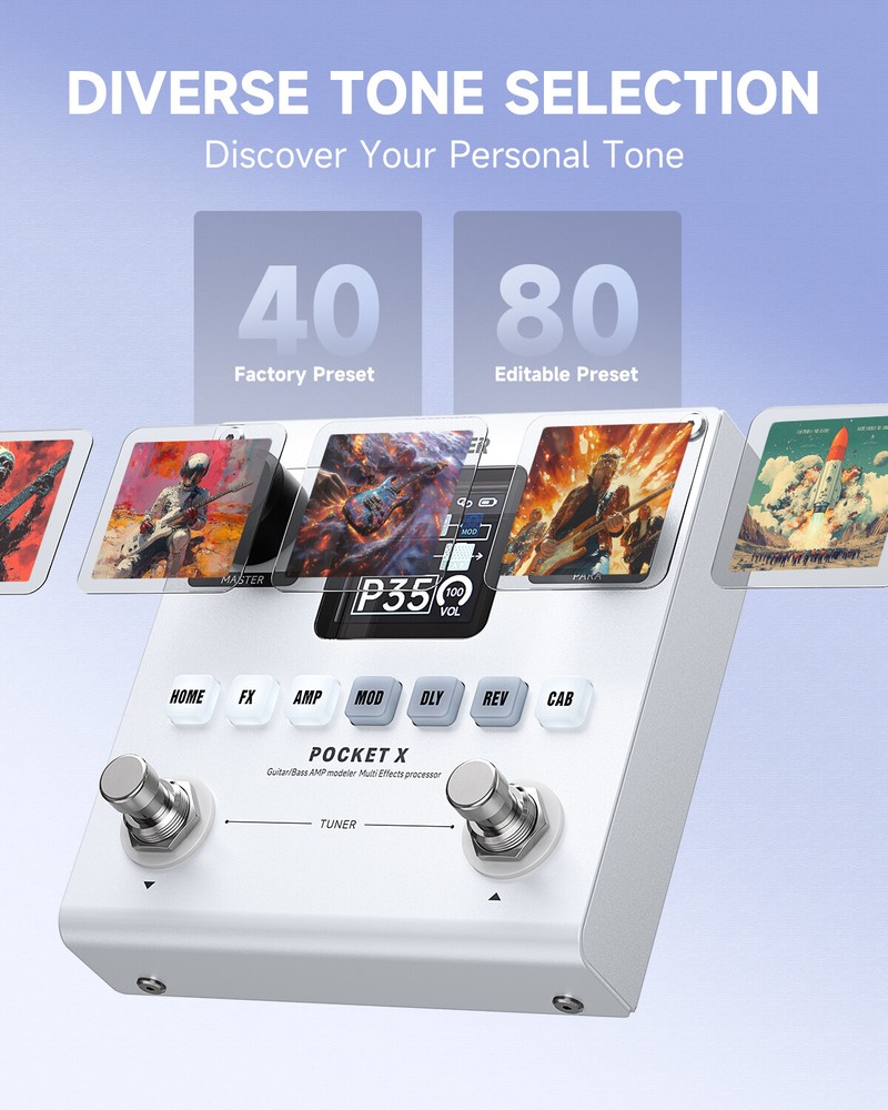 Donner Pocket X Multi Effects Pedal Guitar 62 Effects Module Built in Battery