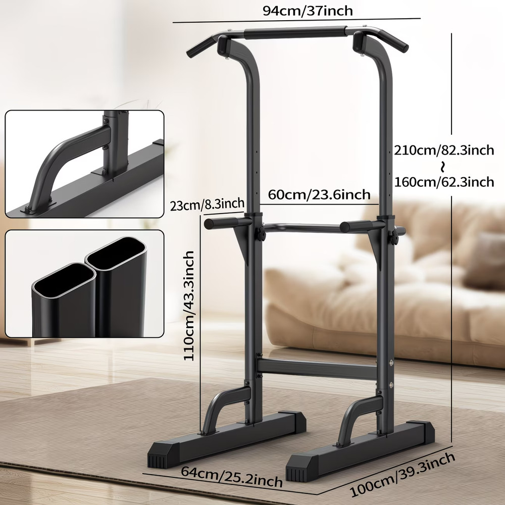 Djustable Height Power Tower Dip Station, Multi-Functional Strength Training Fit