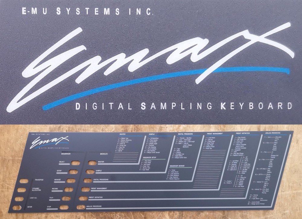 New E-mu Emax Model 1000 Keyboard Replacement Control Panel Overlay - MINT+ NEW!
