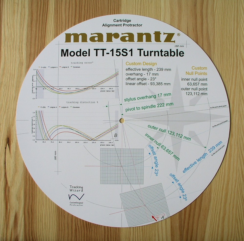 Marantz TT-15S1 Custom Designed Turntable Tonearm Cartridge Alignment Protractor