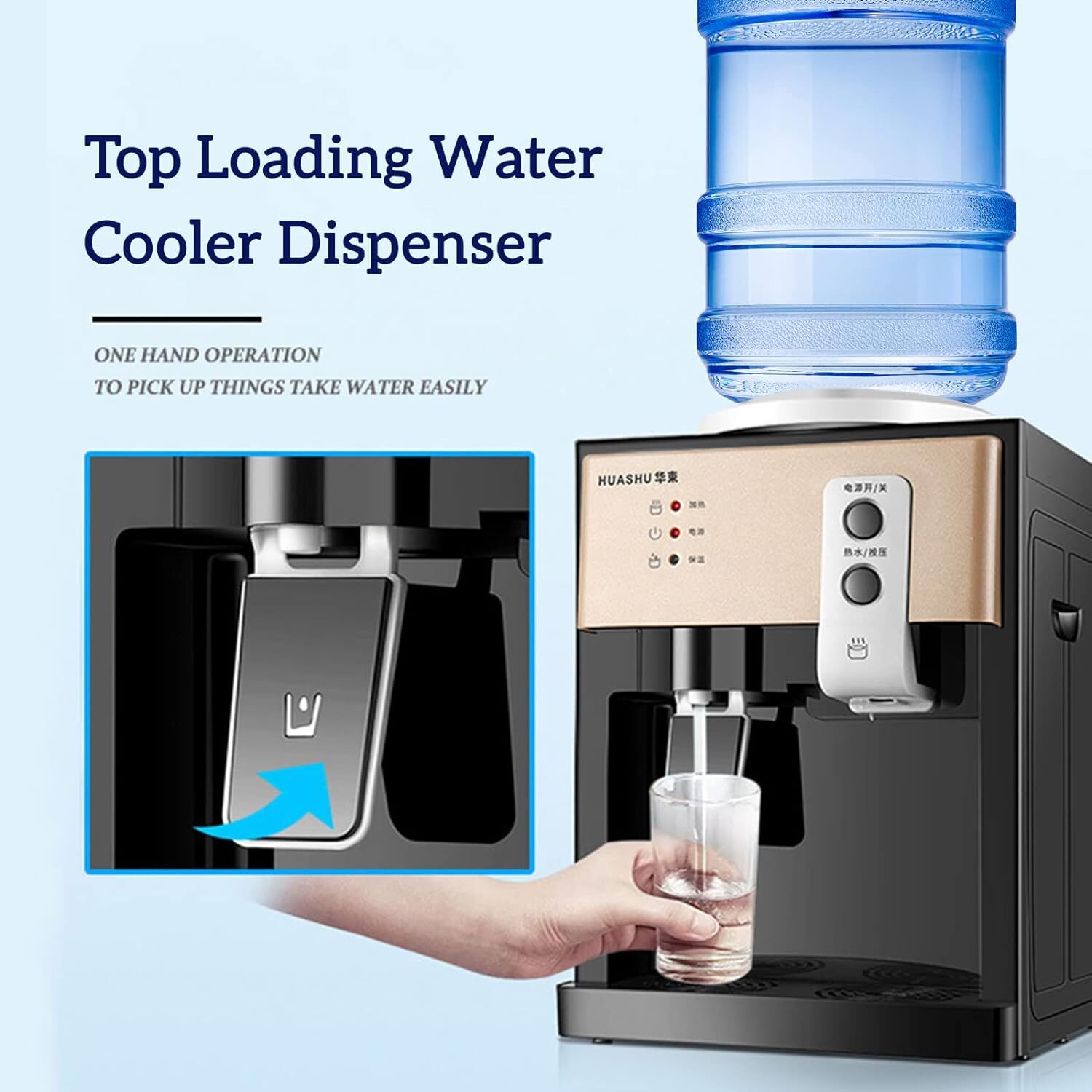 Electric Water Dispenser - 5 Gallon Cold & Hot Water Cooler, Compact Design