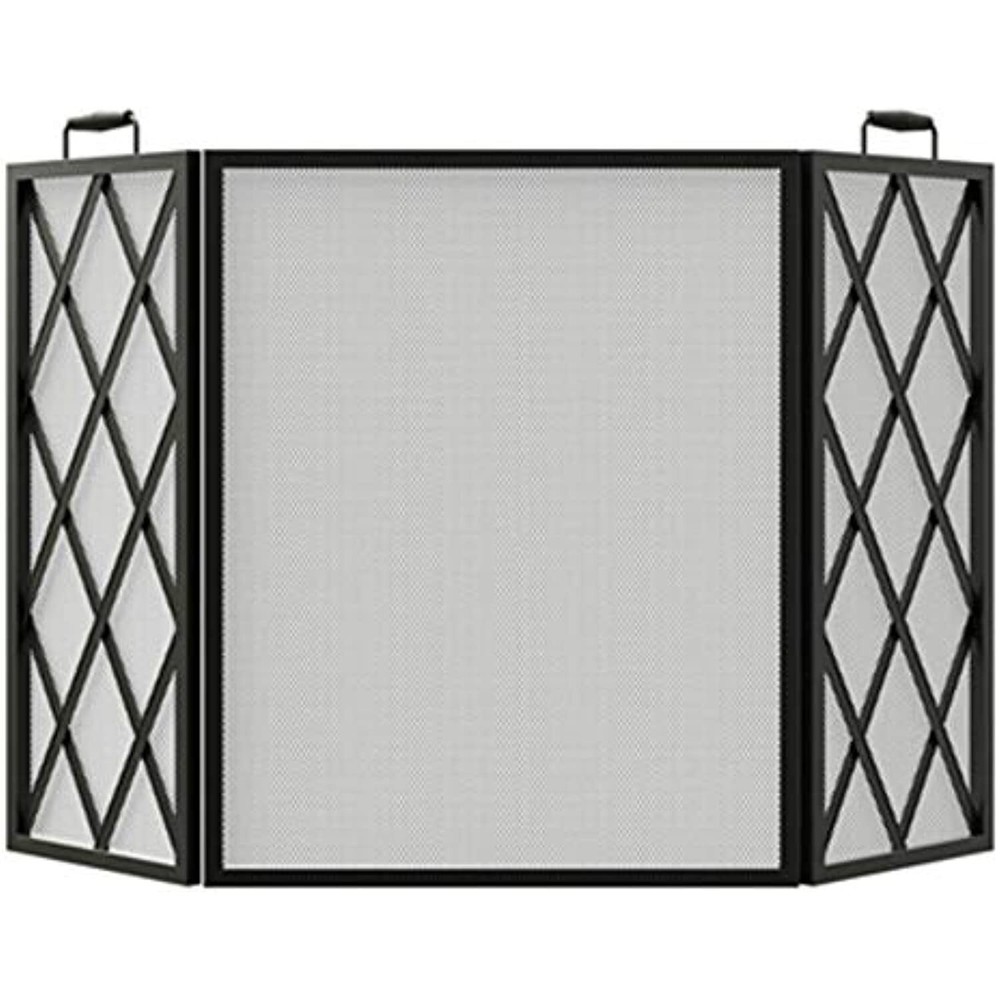 Open Hearth 15185 Fireplace Screen, Diamond-Style, Black, 3-Panel - Quantity 1