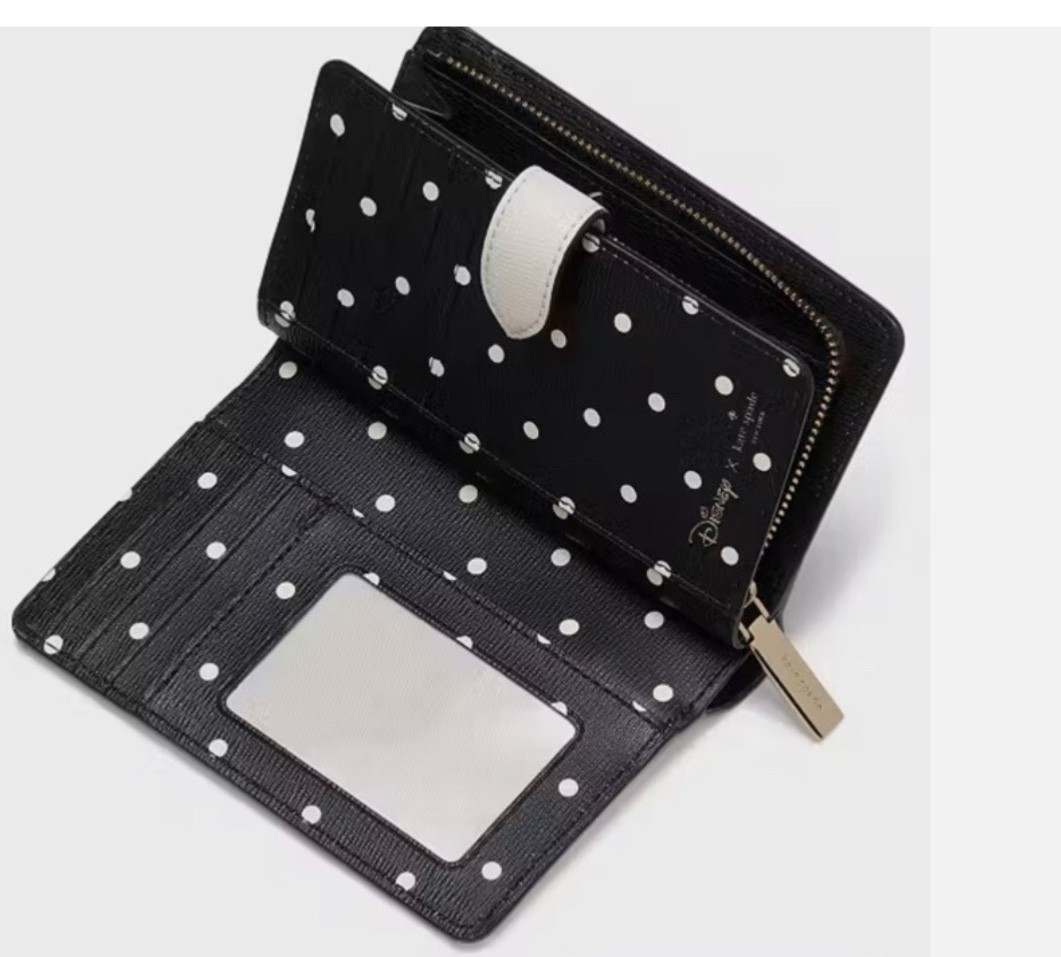 Kate Spade Disney Minnie Medium Compact Bifold Wallet MICKEY & MINNIE KISSING