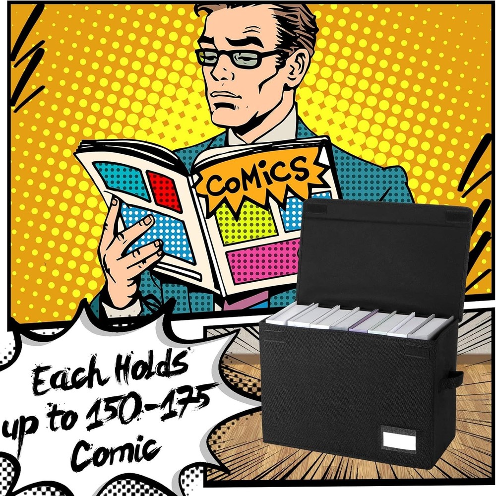 6 Pcs Comic Book Storage Boxes, Back to School Collapsible Comic Short Box Case