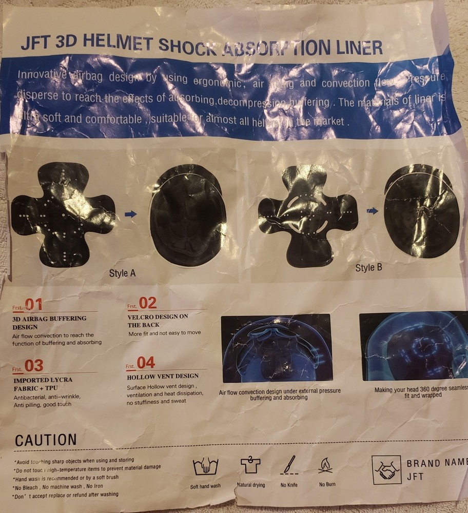 JFT 3D Helmet Shock Absorption Liner