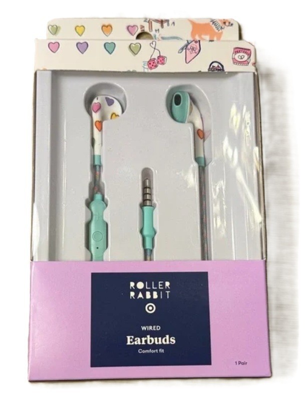 Roller Rabbit x Target - Disco Hearts Wave Wired Earbuds NWT