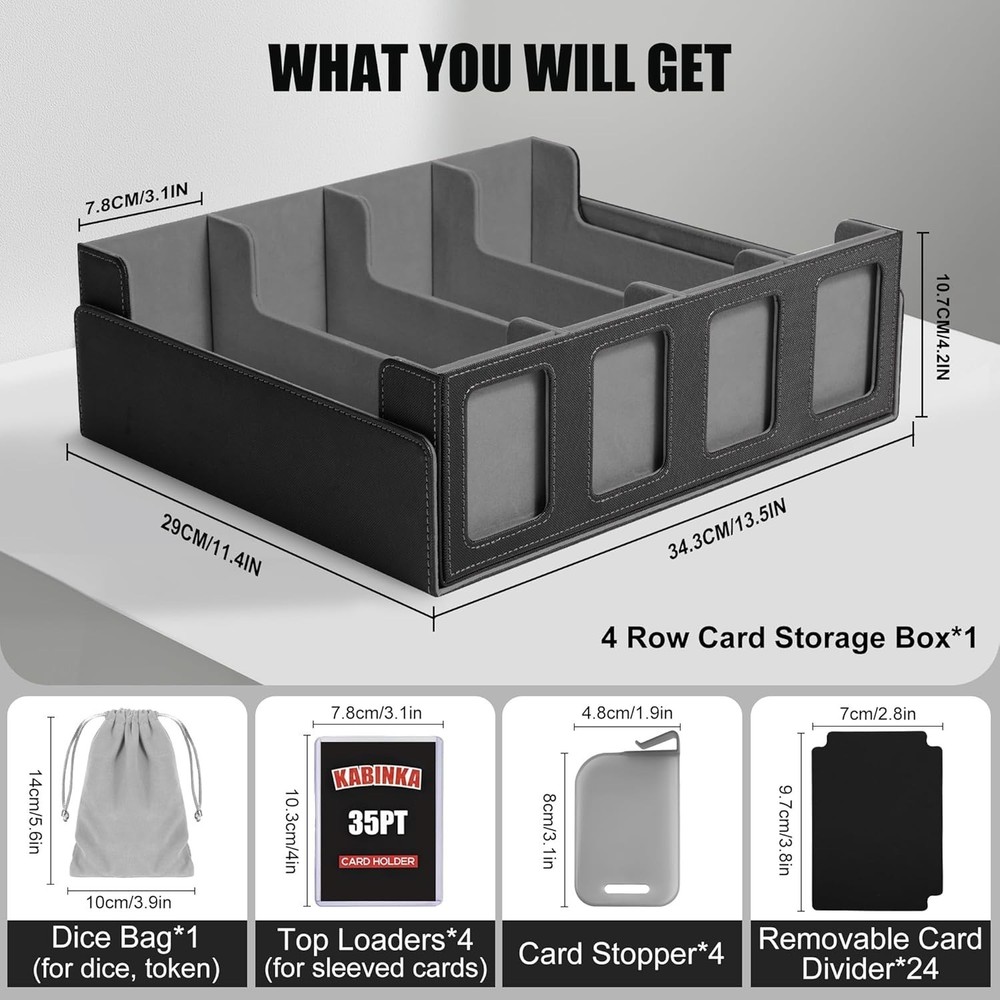 Trading Card Storage Box with Commander Display, 4-Row Deck Case with Removab...