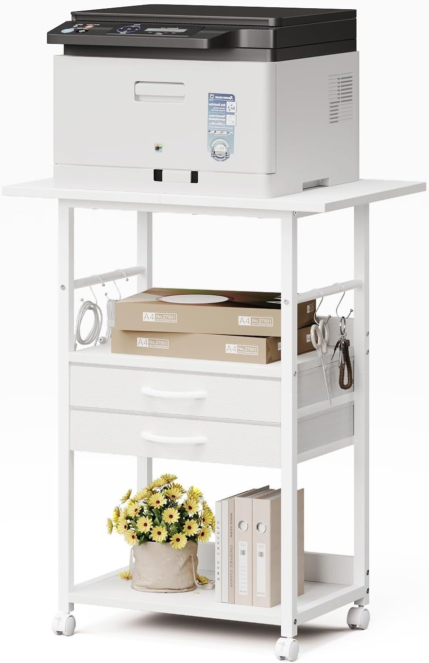 Printer Stand with Storage,3 Tier Large Printer Table with Wheels for Home Of...