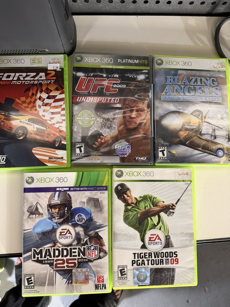 Xbox 360 Elite Bundle, Jasper Console w/ 120GB HDD, Controller, Cords,5 games
