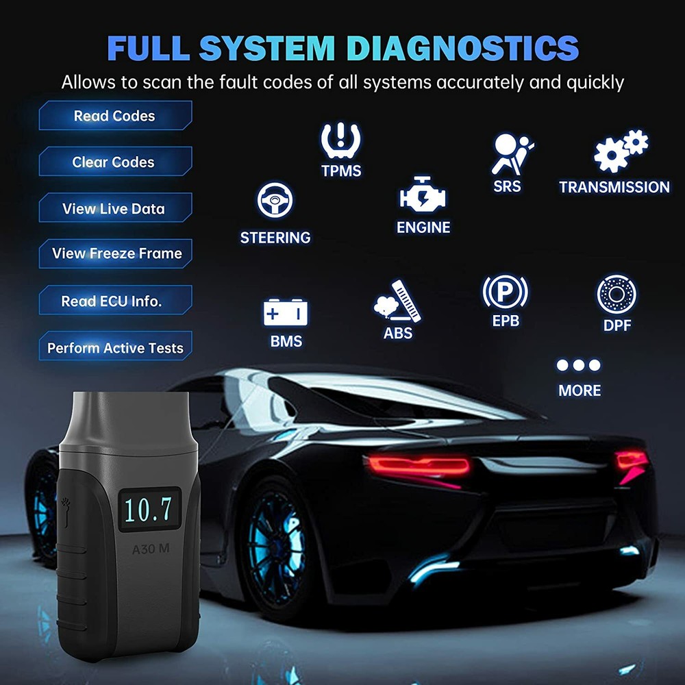 XTOOL A30M BT OBD2 Bidirectional All System Diagnostic Scan 21 Reset Free Update