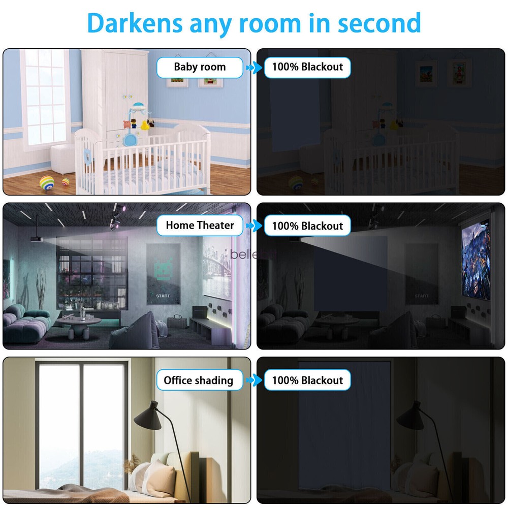 100% Blackout Roller Window Blind with Hook & Loop Tab for Nursery Bedroom RV