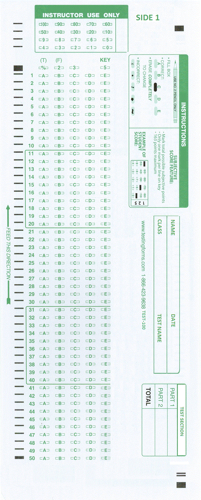 TEST-100E Scantron 882-E 881-E 889-E Compatible Testing Forms (500 Pack)