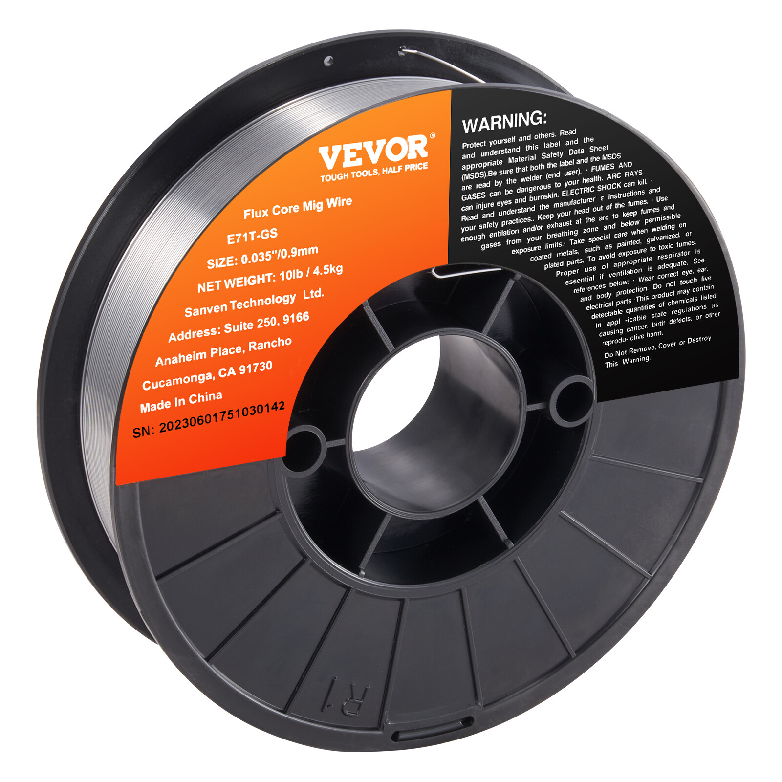 VEVOR Flux Core MIG Welding Wire E71T-GS 0.035" 10LB Gasless Mild Steel MIG Wire