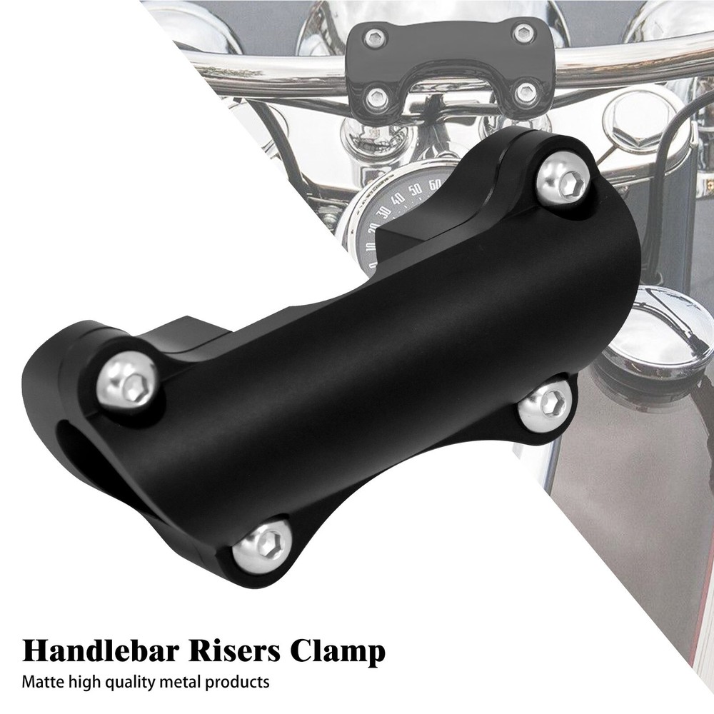 Black 1.25" Handlebar Riser Tip Clamp Kit 2" Large Fit For Harley