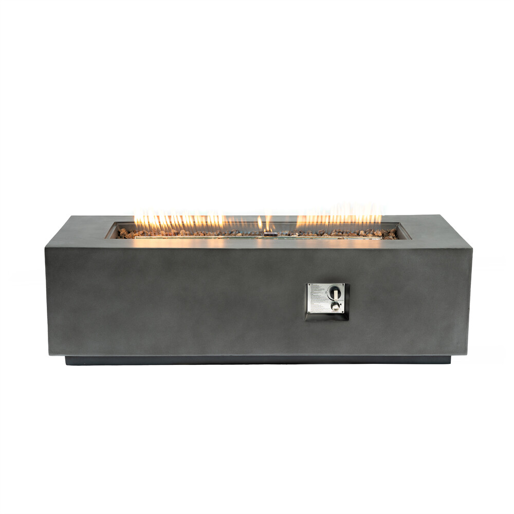 Outdoor Rectangle Propane Fire Pit Table 60inch 60000 BTU Concrete Fire Table