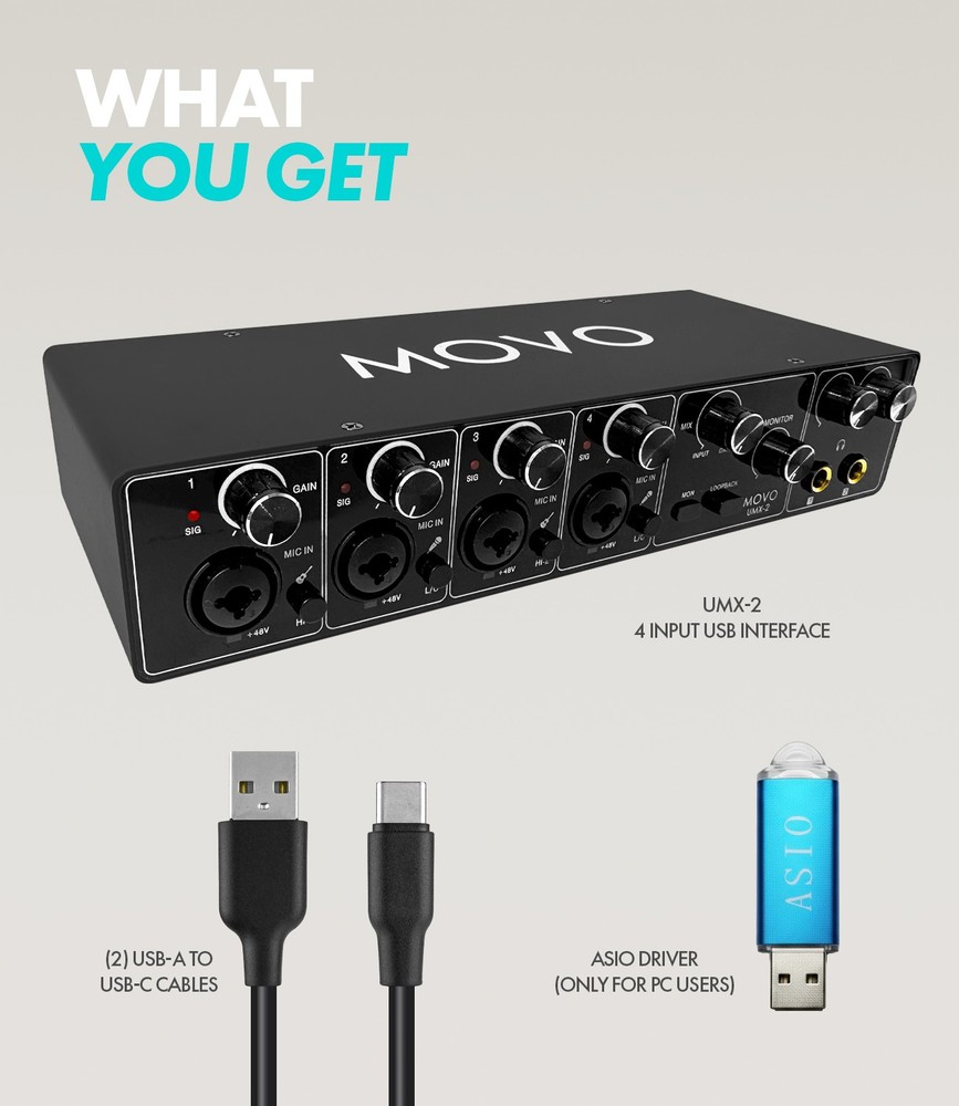 Movo UMX-2 4-Channel USB/USB-C Audio Interface