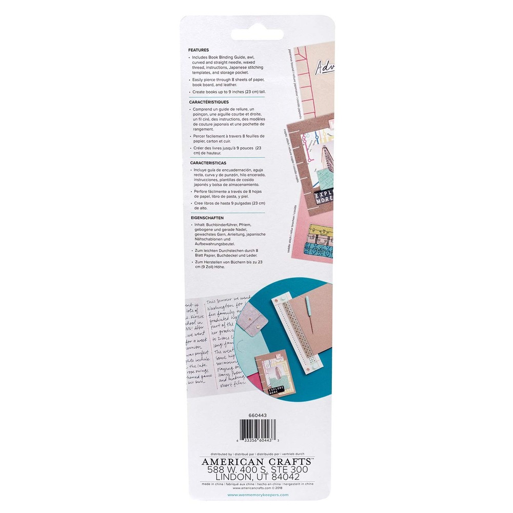 , Journal Book Binding Punch Guide Set, Includes Guide, Awl, Curved and Strai...