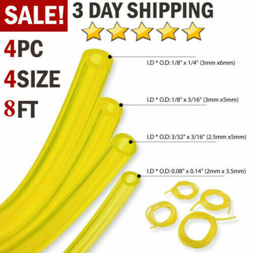 🔥 4 Sizes Gas Fuel Line Hose Yellow 32Ft Fuel Tube for 2 Cycle Small Engine