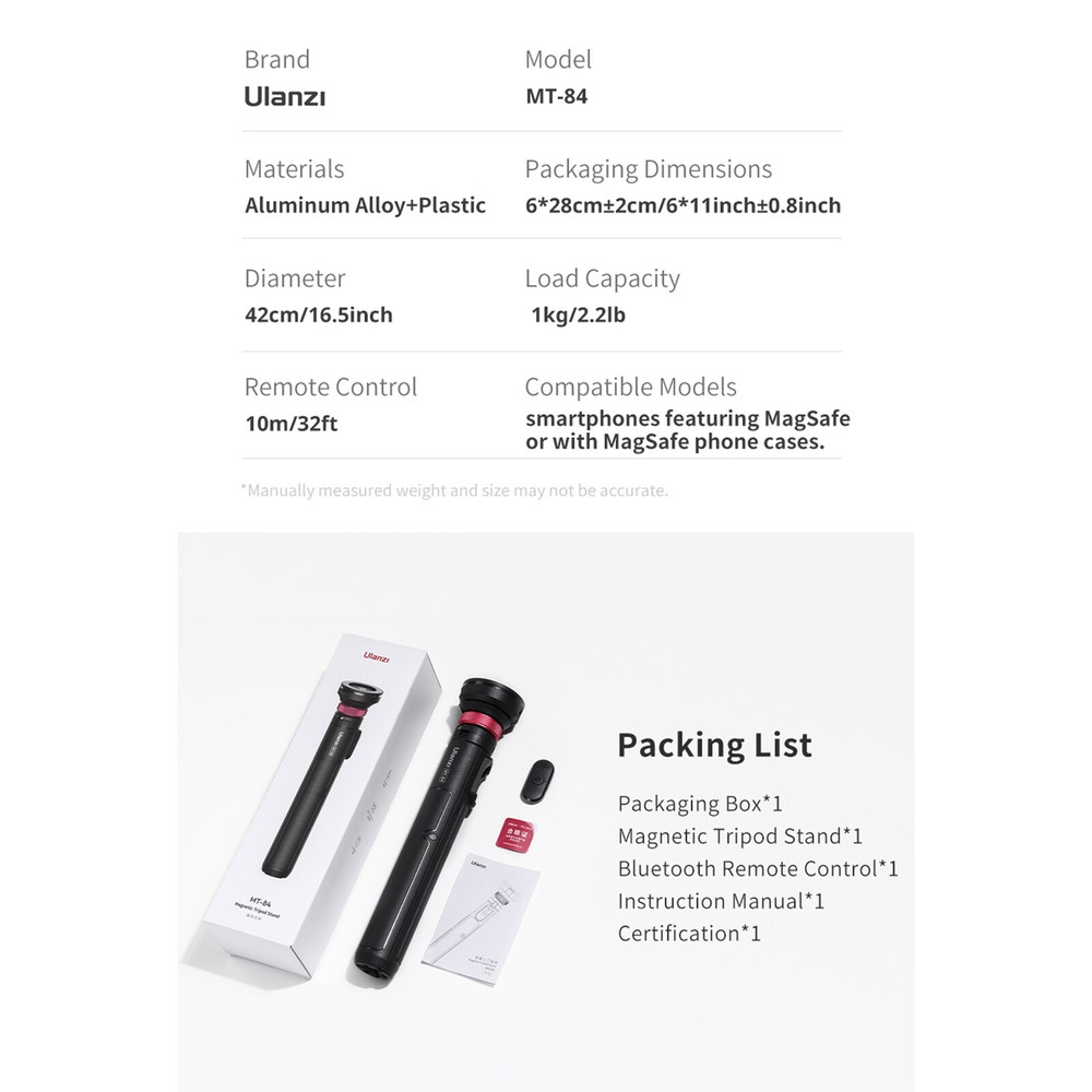 Ulanzi MT-84 Magnetic Tripod for Phone