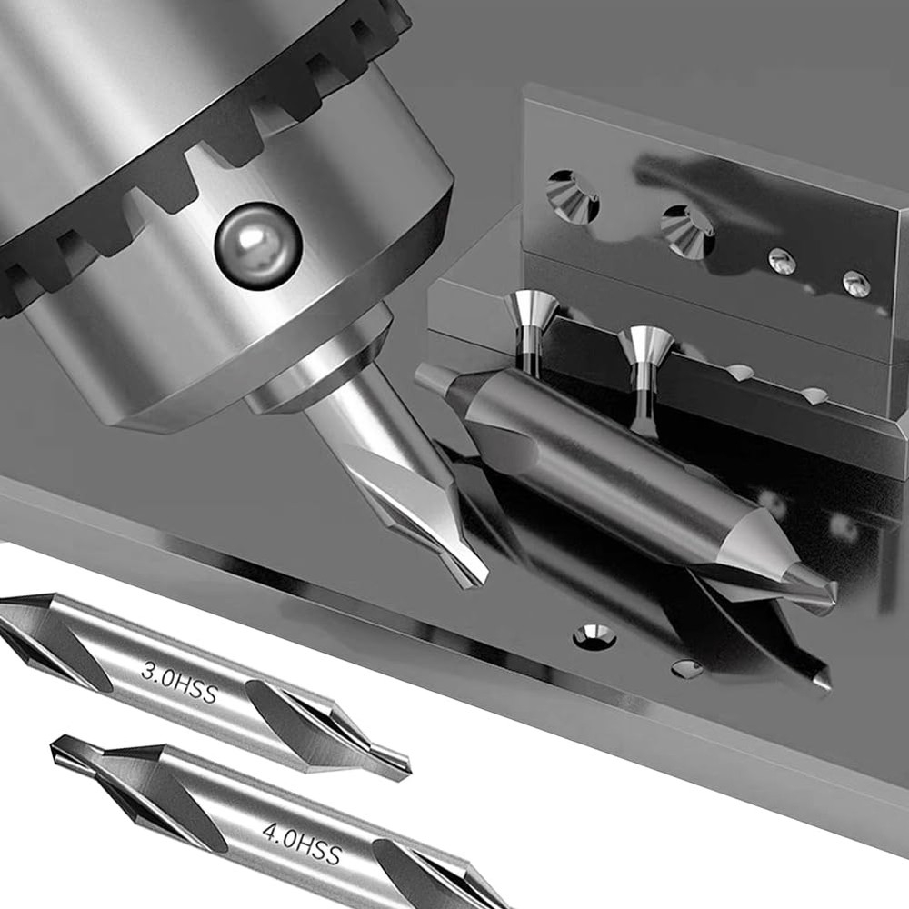 8 PCS Center Drill Bits Set, Countersink Tools for Lathe Metalworking 60 Degree
