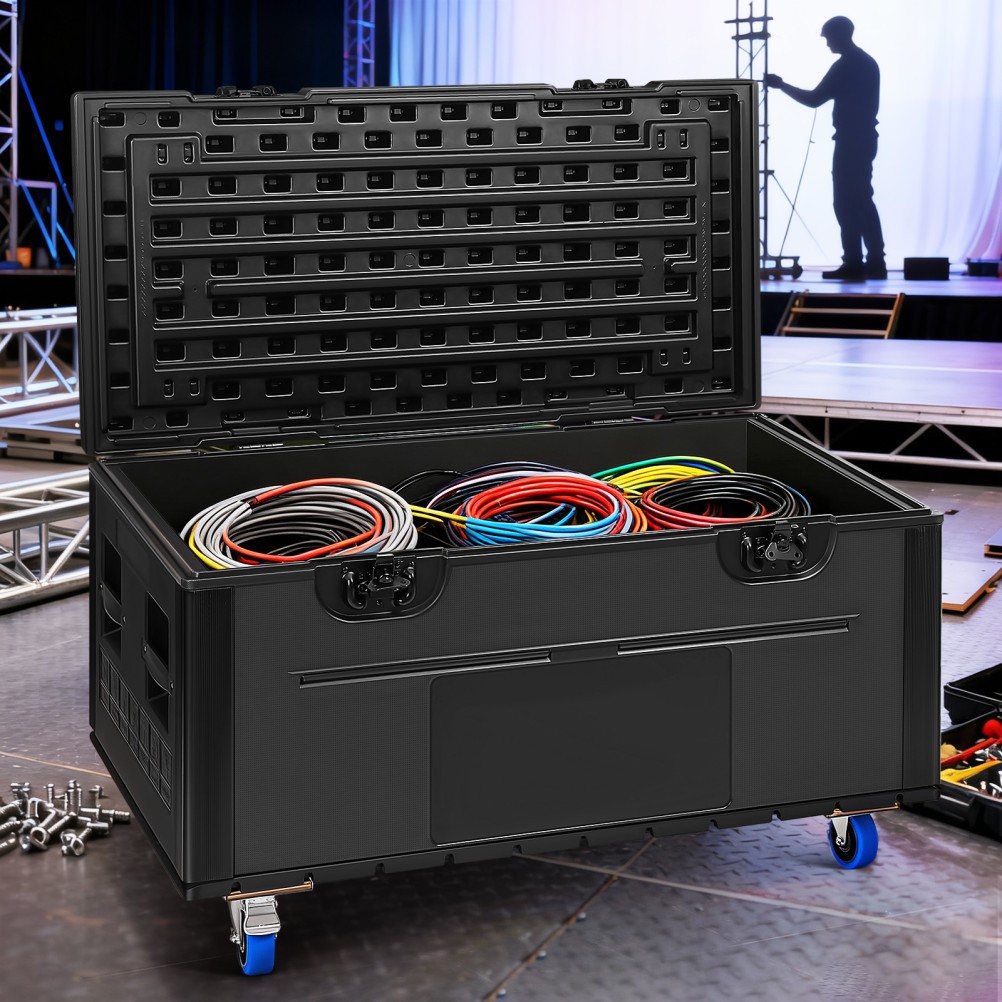 44"x22"x25" Cable Trunk Road Case with Wheels Professional Stackable Road Case