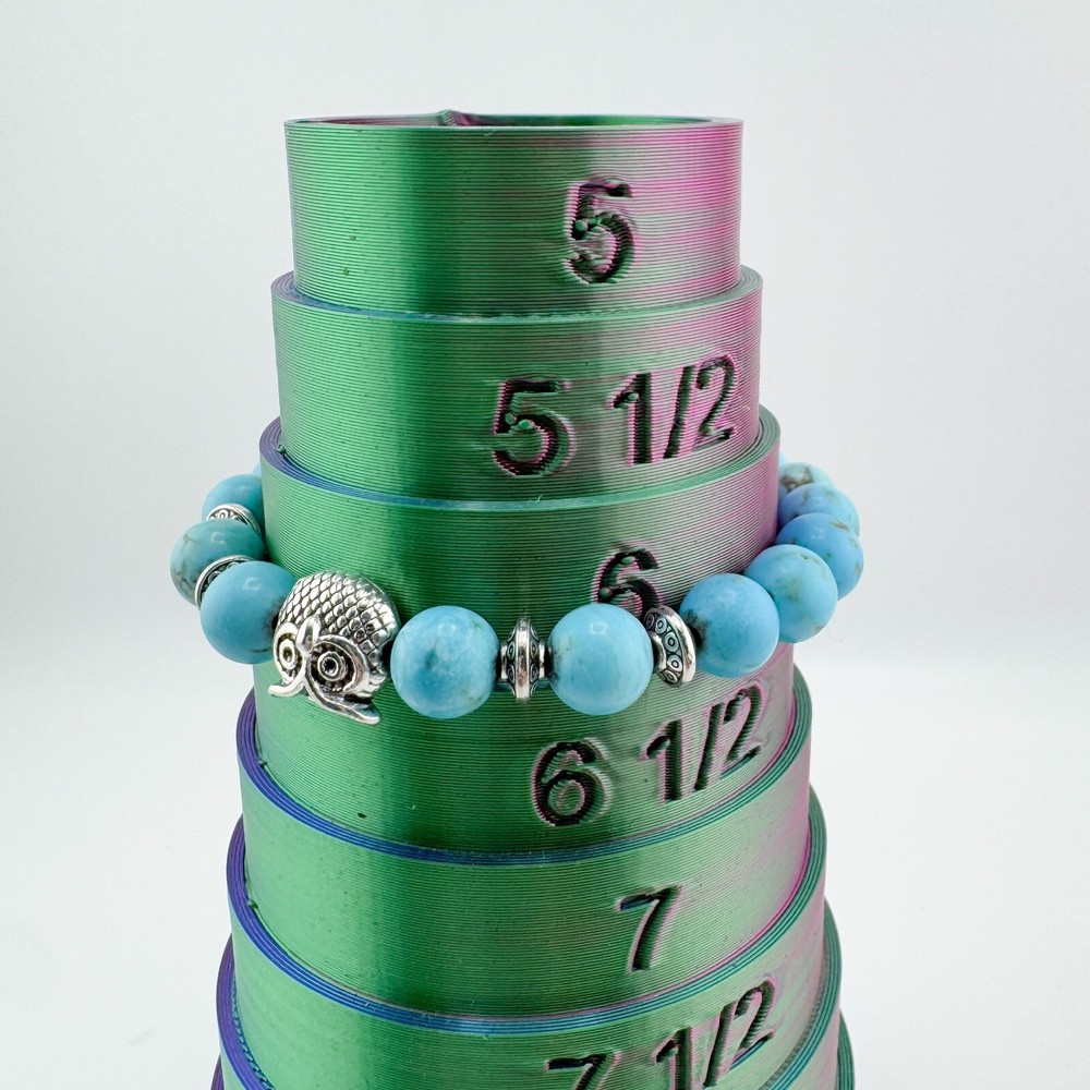 4 Turquoise Bead Bracelets Stretch Owl Stack Layer Southwestern Retro Boho
