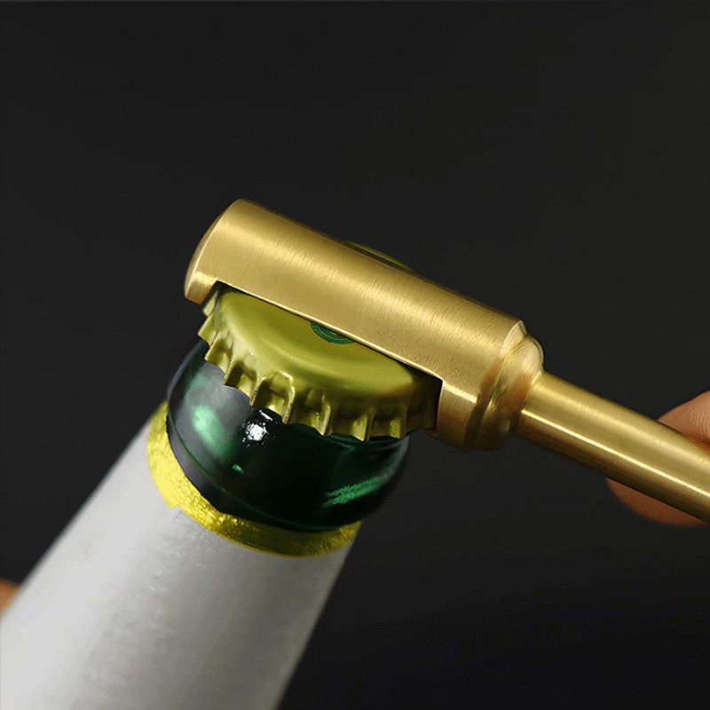 Handmade Creative Portable Solid Brass Bottle Opener Key Chain Pendant EDC Tool