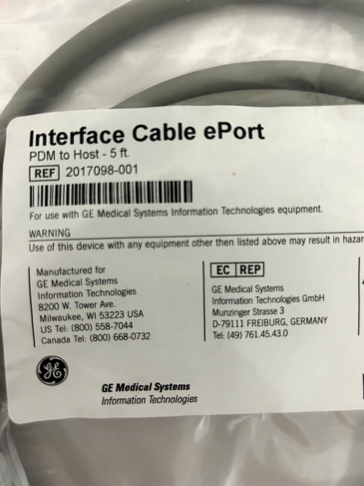 GE Interface Cable ePort 2017098-001 OEM NEW