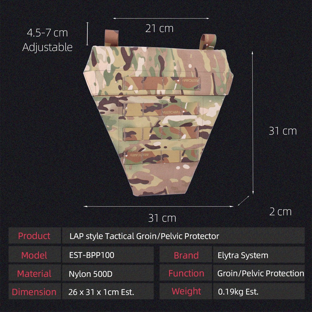 Tactical Vest Lap style groin/pelvic Protector Molle Jockstrap Baffle Panel
