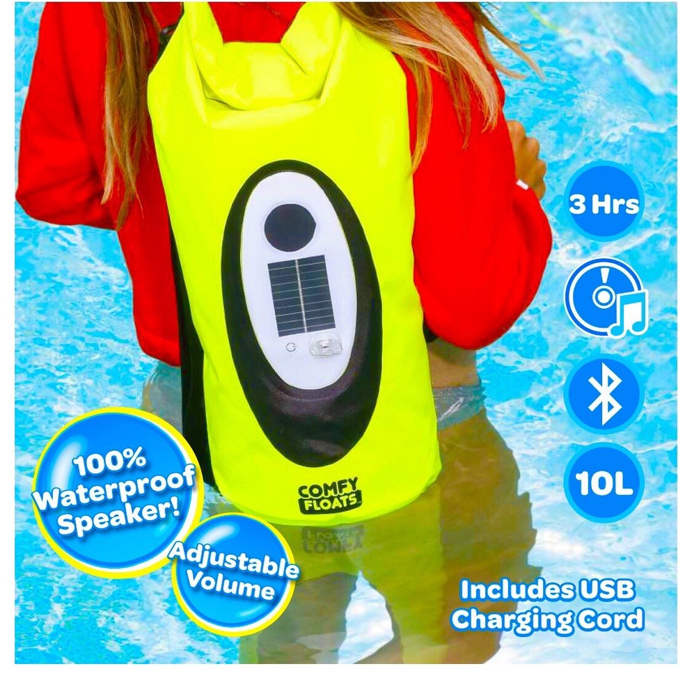 Comfy Floats 100% Waterproof Solar Powered Bluetooth Speaker 10L Floatable Bag