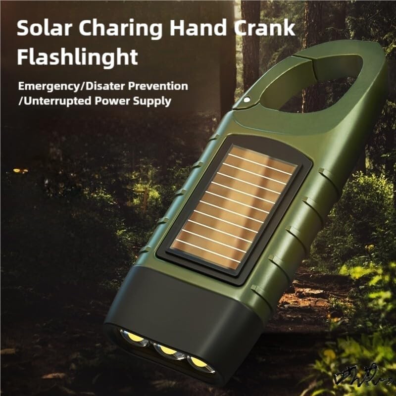 Hand Crank Solar Powered Flashlights,Compact Rechargeable LED Flashlight Hand...