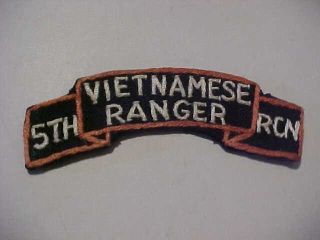 VIETNAM 5 TH RANGER RCN HAND EMBROIDERED TAB PATCH SCROLL ORIGINAL PATCH USED