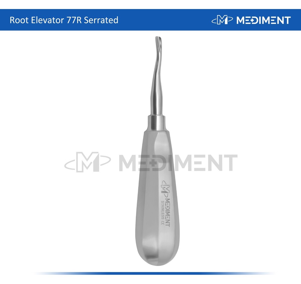 X2 German Root Elevator 77R Dental Instruments (Serrated) Light Handle Stainless