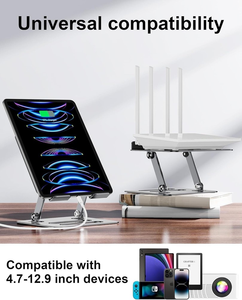 Tablet Stand Holder for iPad for Desk Adjustable Foldable Aluminium Tra...