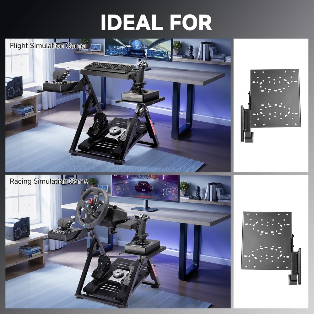 Flight Racing Simulator Stand - Fully Adjustable & Space-Saving Design