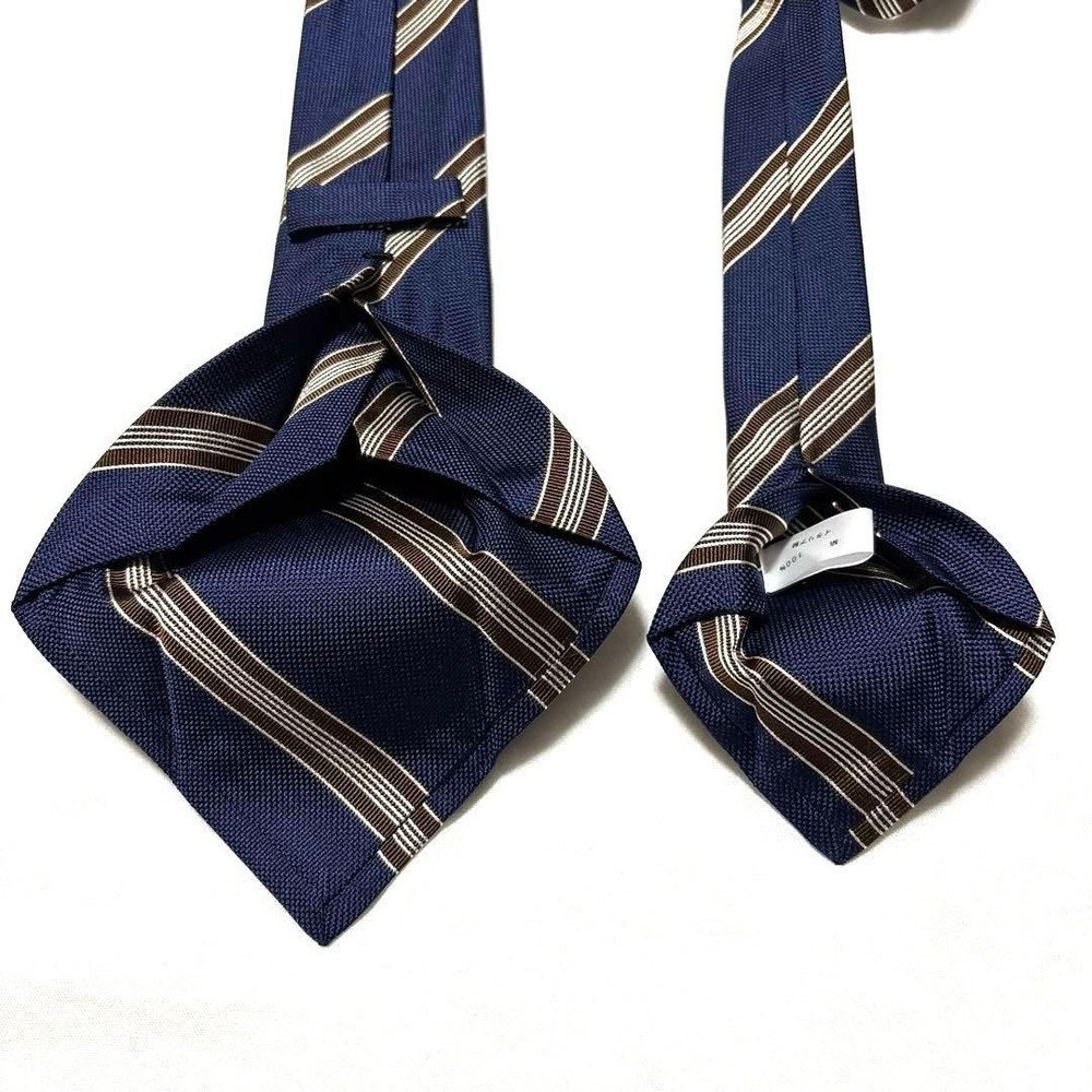 Kiton Navy Silk Striped Necktie with Box Used