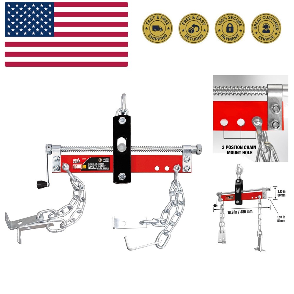 Engine Hoist Shop Crane Accessory: Steel 3 Position Engine Leveler with Adjus...