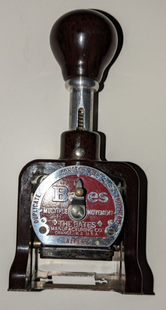 Vintage Bates Numbering Machine 6 Wheel Style E Stamper Tested Fully Functioning