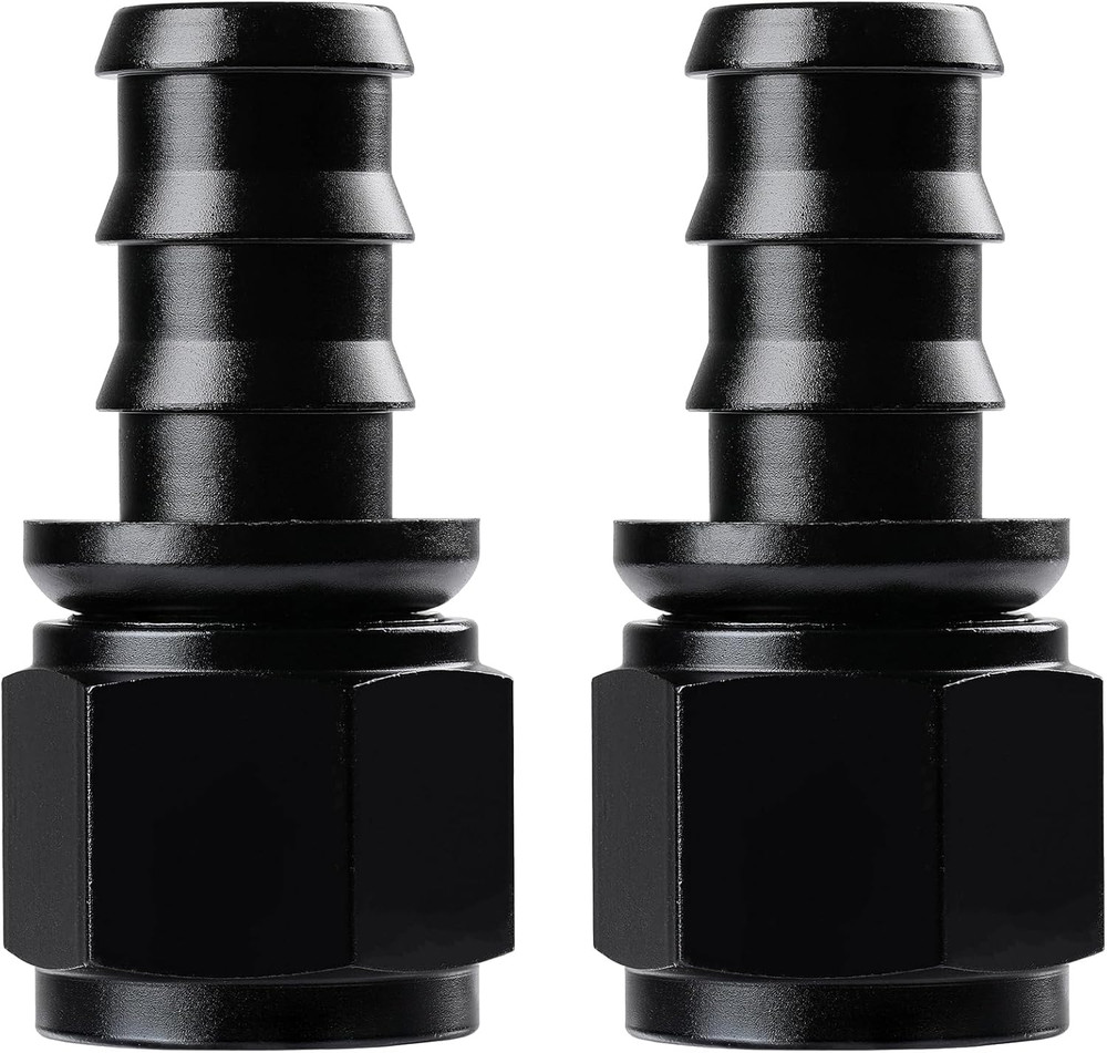 12AN Straight Push Lock Hose Fitting End Black 2PCS