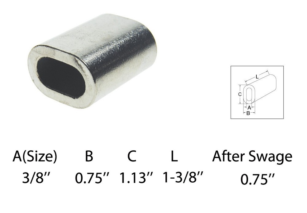 Chamfer Stainless Steel Cable Wire Rope Crimping Loop Sleeve, 3/8" | 1 Pc |