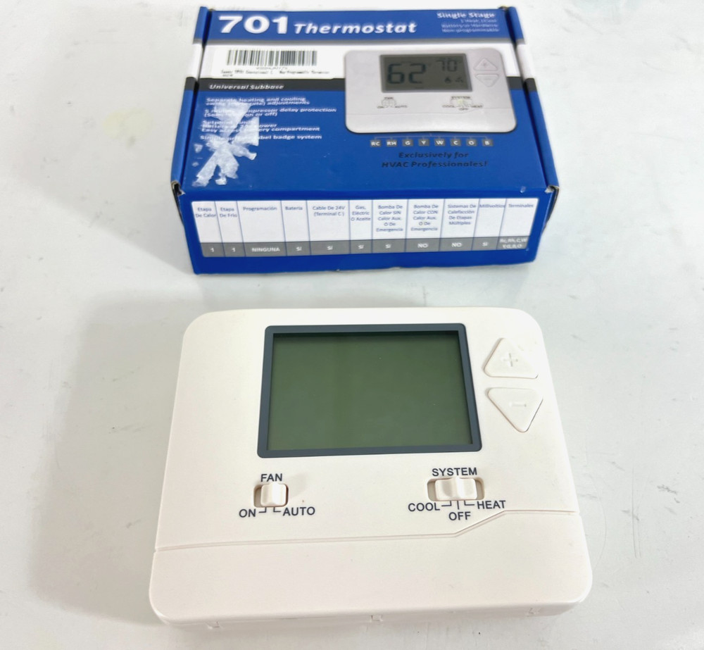 Digital Thermostat 701 w/ Large LCD Display Non-Programmable Single Stage SW701