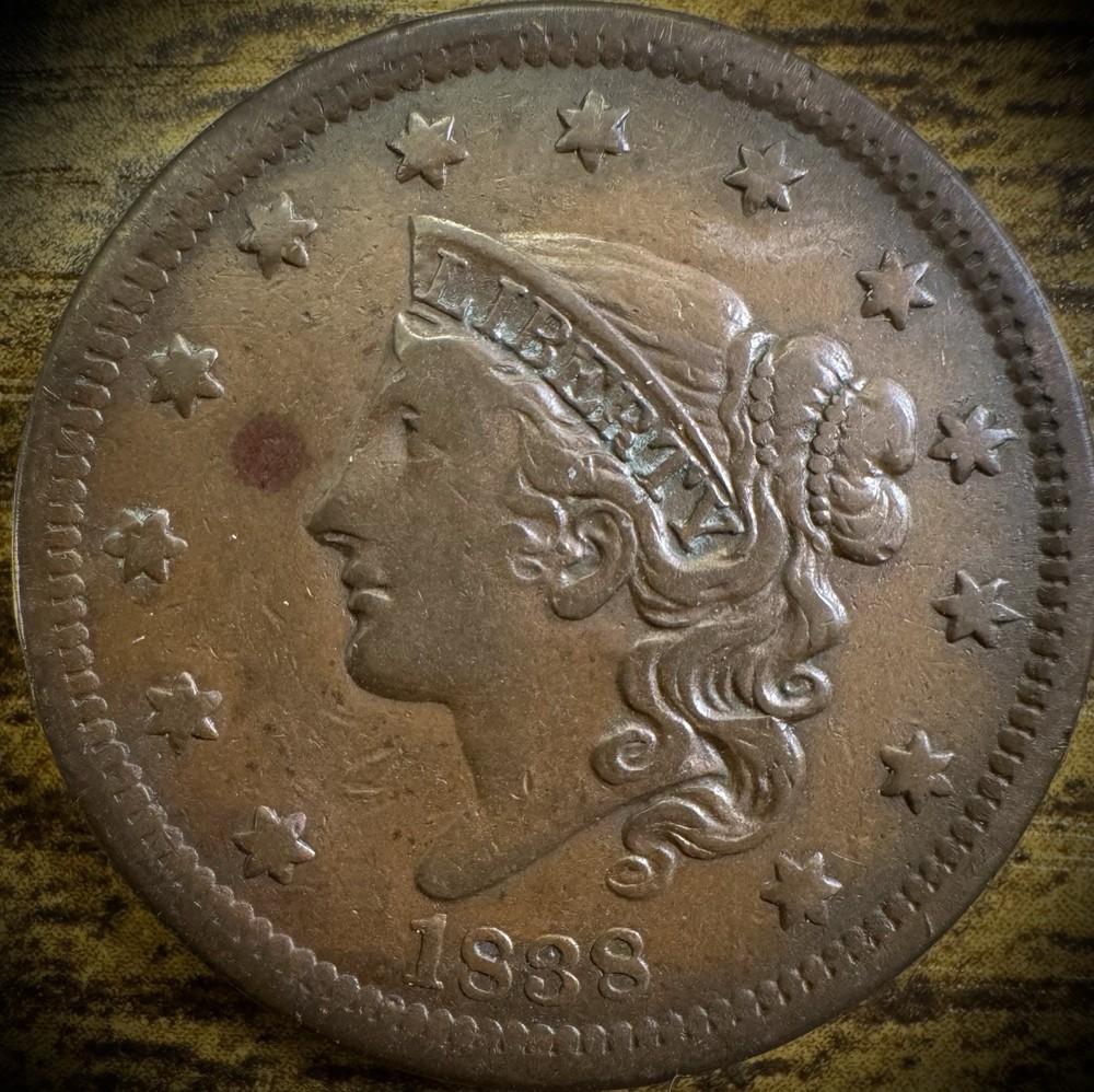 1838 Large Cent XF Coronet Head Matron Style