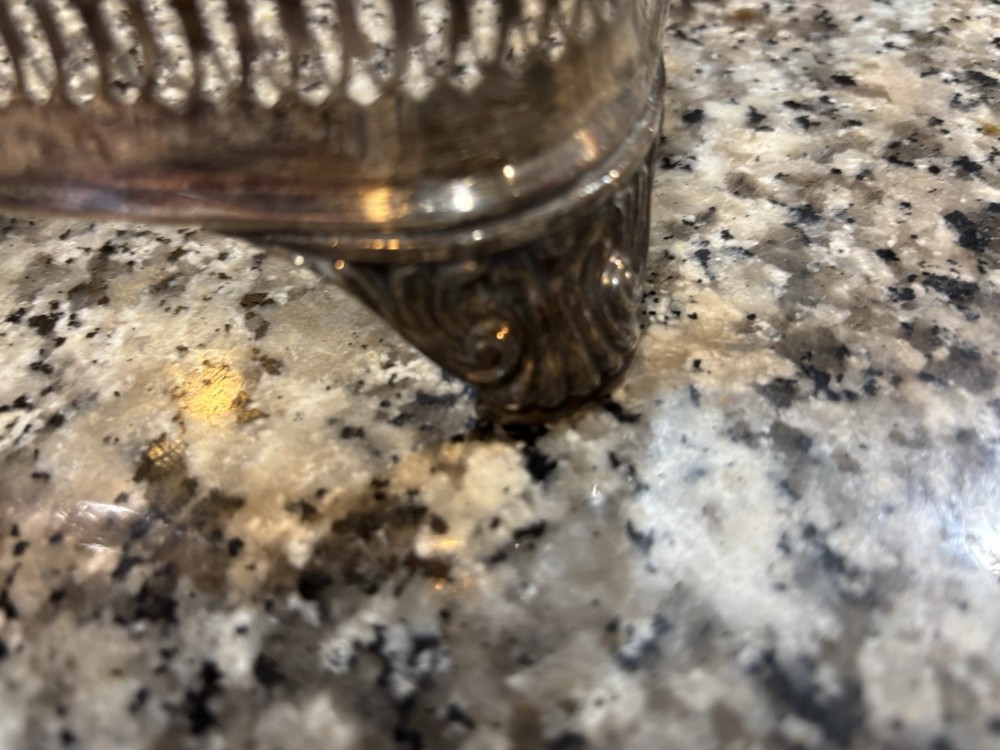 Vintage Silver Plated Footed Casserole Dish Holder 13x8.5 Inches With Handles