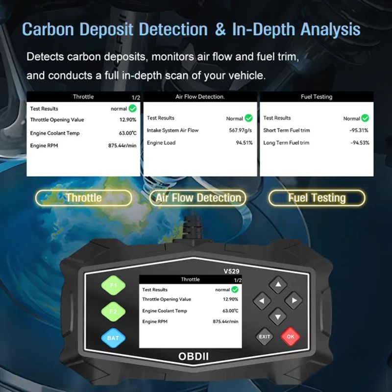 OBD2 Scanner Car Transmission Diagnostic Tool Report Code Reader Battery Tester