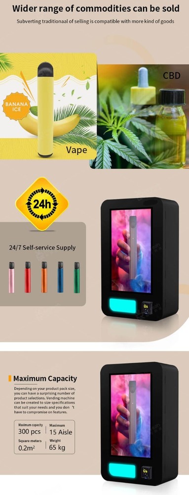 High capacity wall mounted vending machine with 32" touch screen